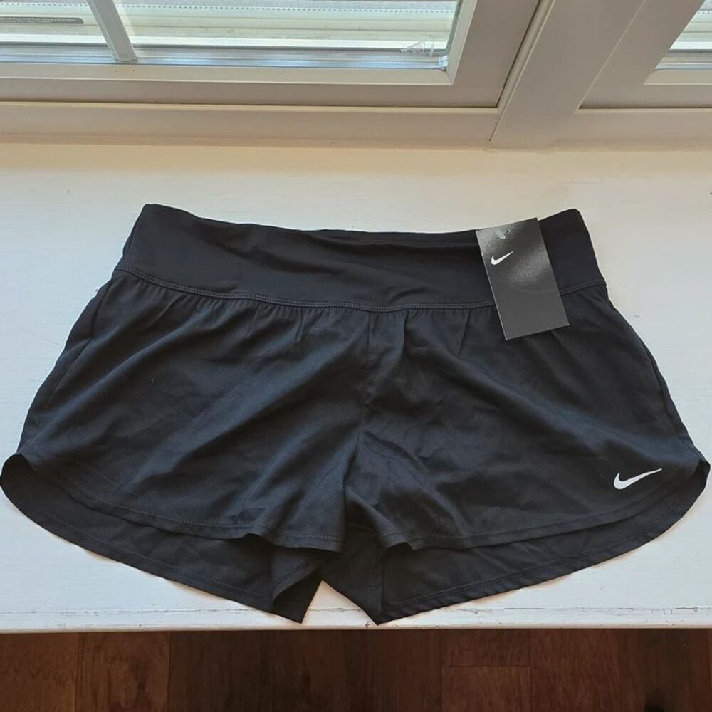 NEW Nike women's swim board shorts wide waistband white Nike Swoosh logo Medium